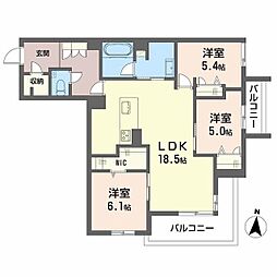 ＷｉｔｈＰｌｕｓ上熊本駅前 A0202 2階3LDKの間取り