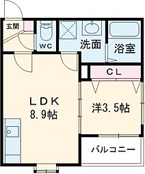 Riva鳥栖本町 2階1LDKの間取り