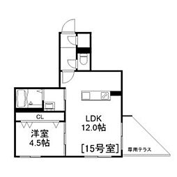 Alivis美園 1階1LDKの間取り