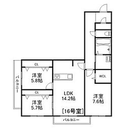 Alivis美園 2階3LDKの間取り