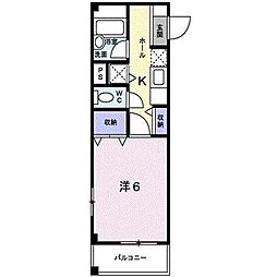 アルドール 1Kの間取図画像
