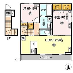 D-room monica 2階2LDKの間取り
