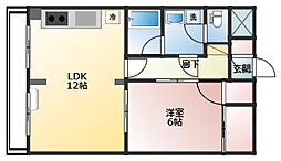メゾン・ドゥ・ヴァン上赤江 2階1LDKの間取り