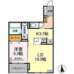 CLASSEUM仙台小田原　D棟 203 2階1LDKの間取り