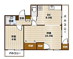 アズサコーポ 404 4階2DKの間取り