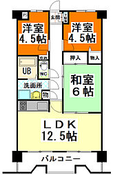 清水マンション 4階3LDKの間取り