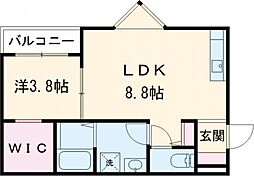 JR豊肥本線 肥後大津駅 徒歩28分の賃貸アパート 1階1LDKの間取り