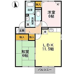 ファミーユ　C棟 1階2LDKの間取り