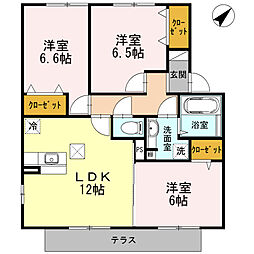 グレイス帯山 1階3LDKの間取り