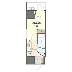 Alivis船橋East.West 8階1Kの間取り