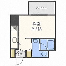 Osaka Metro谷町線 中崎町駅 徒歩4分の賃貸マンション 8階ワンルームの間取り