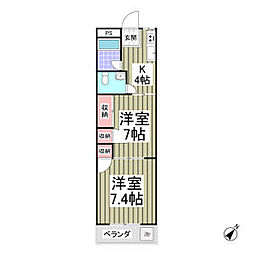 第一小山マンション 1階2DKの間取り