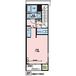 Prandre 2階ワンルームの間取り
