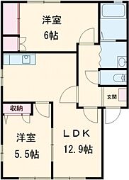 ハイアットセト　Ｂ棟 1階2LDKの間取り