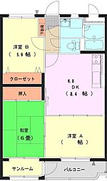 メゾン・グランデ 1階3DKの間取り