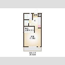 ハピネス銀杏町 1Kの間取図画像