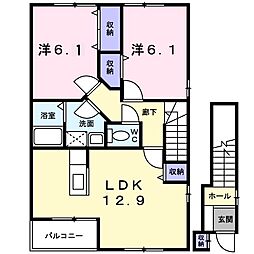 セトルフィールド 2LDKの間取図画像