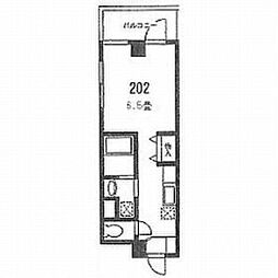 カルチェ橋本 2階1Kの間取り