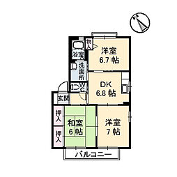 クレルバリュージュ　Ｂ棟 1階3DKの間取り
