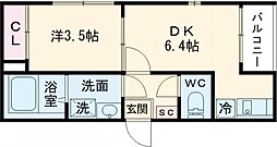 京都地下鉄東西線 東野駅 徒歩15分の賃貸アパート 2階1DKの間取り