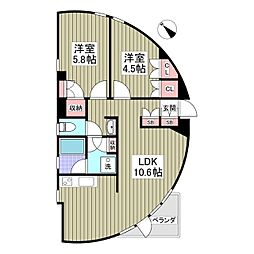 東武東上線 坂戸駅 徒歩11分の賃貸マンション 3階2LDKの間取り