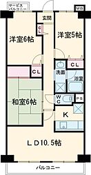 エイチ・ツー・オー河内長野II 1階3LDKの間取り