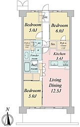 トラープランド蒼麗館 2階3LDKの間取り
