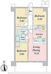 トラープランド蒼麗館 5階3LDKの間取り