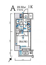 LEXE 横濱関内 4階1Kの間取り