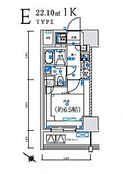 LEXE 横濱関内 3階1Kの間取り