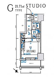 LEXE 横濱関内 4階ワンルームの間取り