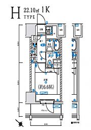 LEXE 横濱関内 3階1Kの間取り