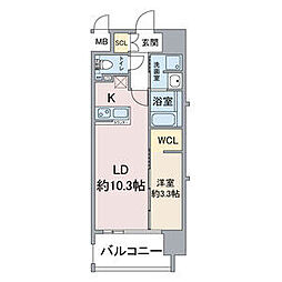 Thames garden place 11階1LDKの間取り