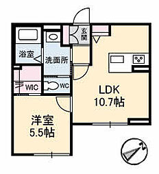 クッラヂィヴェント橋本町 1LDKの間取図画像