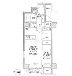 アイルプレミアム押上ノルド 405 4階1LDKの間取り