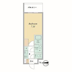 Osaka Metro谷町線 天満橋駅 徒歩1分の賃貸マンション 2階1Kの間取り