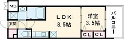 S-RESIDENCE空港通りawesome 11階1LDKの間取り