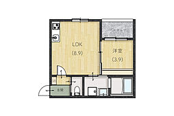 Lien渡橋 2階1LDKの間取り