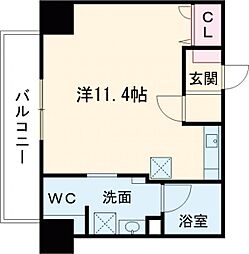 JR豊肥本線 新水前寺駅 徒歩5分の賃貸マンション 6階ワンルームの間取り