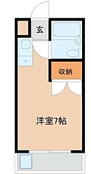 ウイステリア国立 3階1Kの間取り