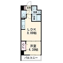Osaka Metro谷町線 野江内代駅 徒歩8分の賃貸マンション 2階1LDKの間取り