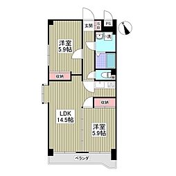 東武東上線 坂戸駅 徒歩10分の賃貸マンション 1階2LDKの間取り