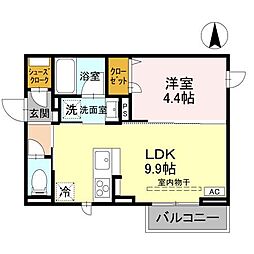 DR相木KALP 2階1LDKの間取り