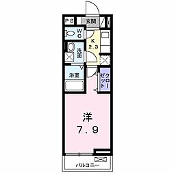 リバーサイド・大江 1Kの間取図画像