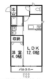 コンシェルジュ福井A 1LDKの間取図画像