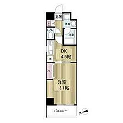 ソルレヴェンテ梅田 2階1DKの間取り