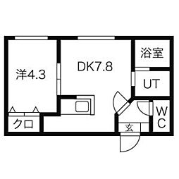 ライフステージ平岸南 3階1DKの間取り