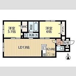 AYA HILLS 1階2LDKの間取り