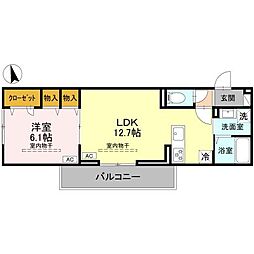 東武伊勢崎線 太田駅 徒歩16分の賃貸アパート 3階1LDKの間取り