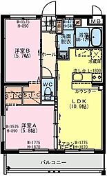 （仮称）都城年見町Hマンション 401 4階2LDKの間取り